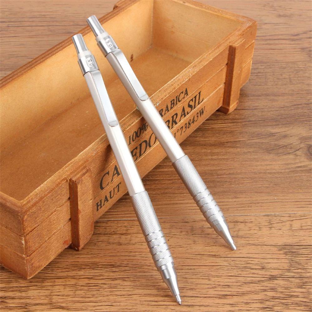 Perlengkapan Menulis Pensil Mekanik Agustina Perlengkapan Sekolah Siswa Cangkang Logam 0.5mm Pensil Otomatis