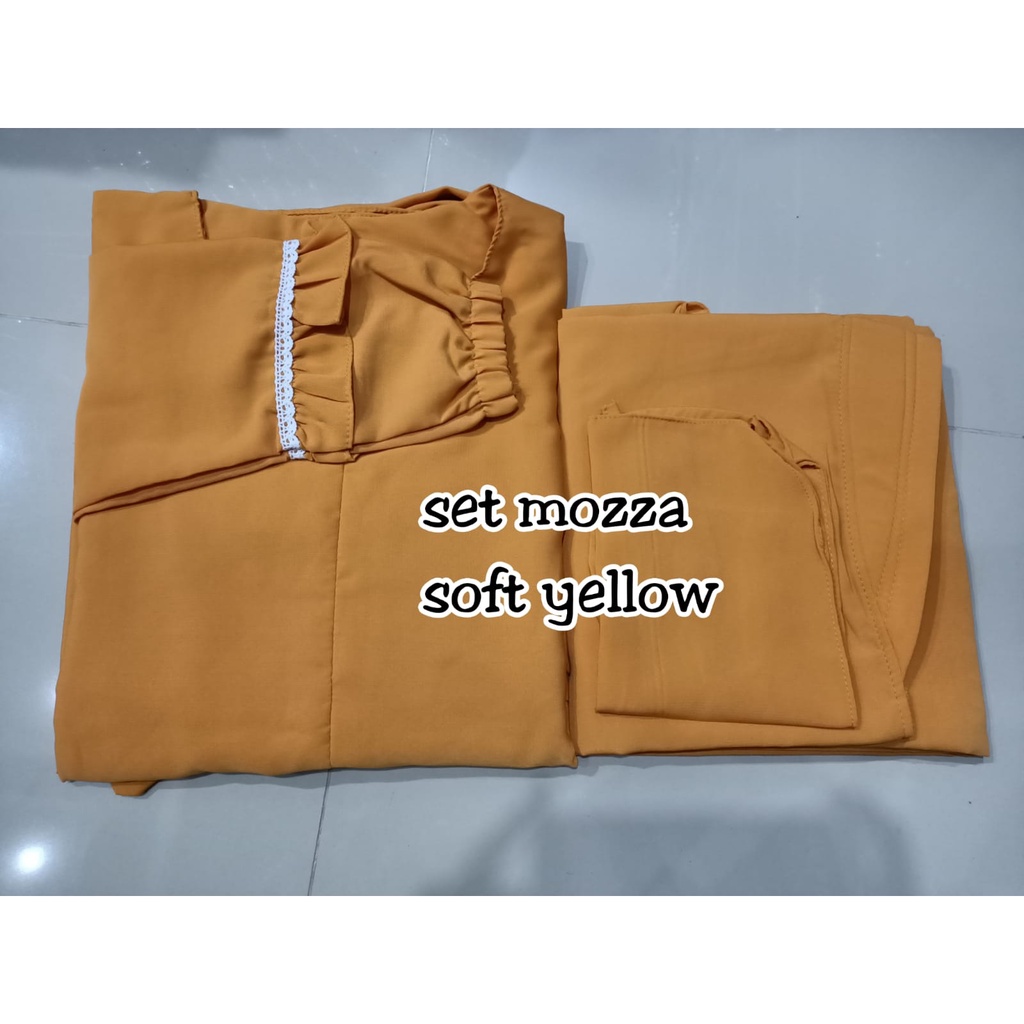 (COD) TERLARIS..!! GAMIS SET SYARI NABILAH/GAMIS WOLFIS SYARI SET HIJAB DAN CADAR-Soft Yellow