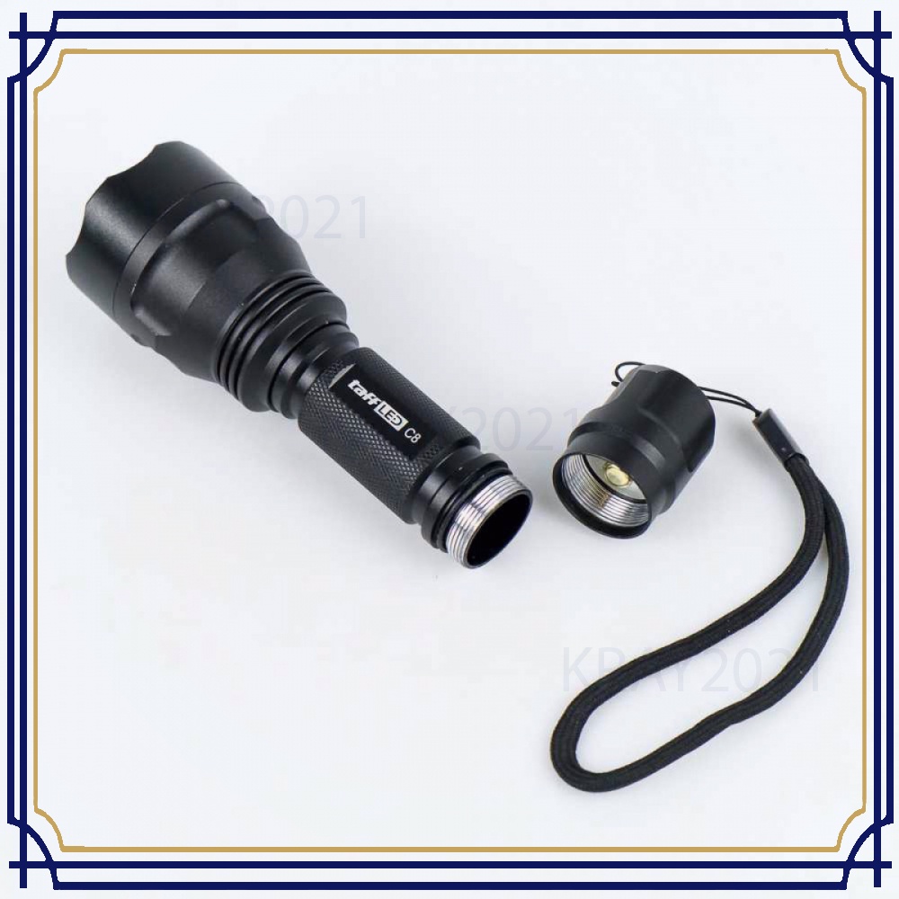 TaffLED Paket Senter LED Cree Q5 + 1xBaterai + Charger + Box - C8