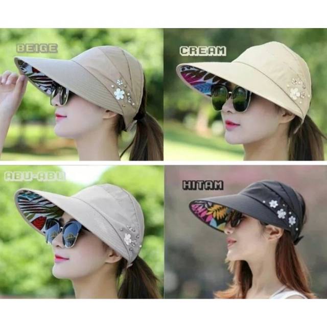 Topi Pantai Wanita import / Topi fashion Anti UV Gulung