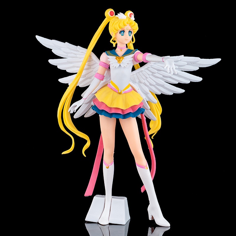 Sailor Moon Figure Glitter &amp; Glamours Angel Gadis Cantik Super Sailor Moon Action Figura Boneka Tsukino Usagi Model Mainan 23cm