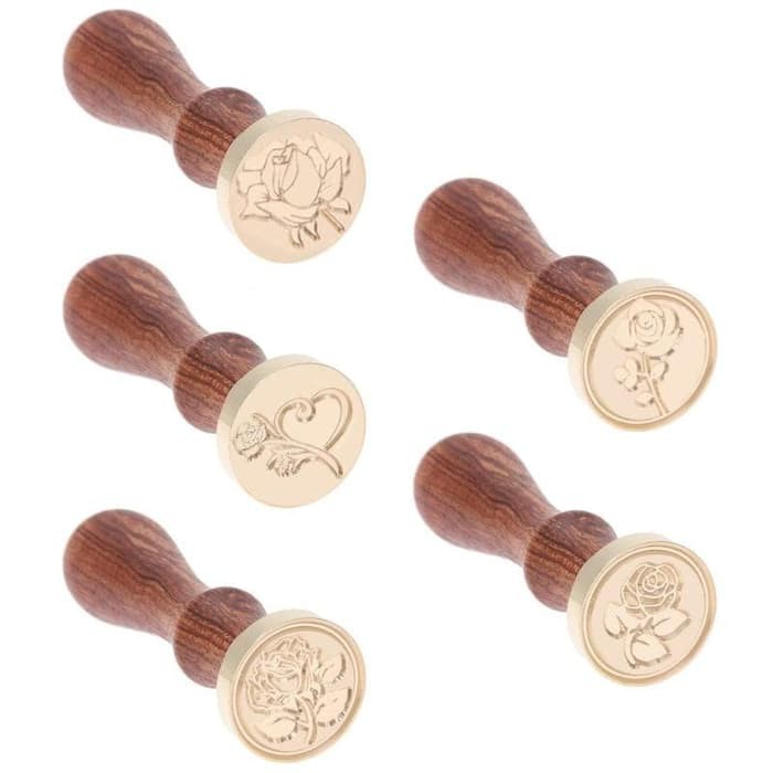 Sealing Wax Stamp with Wood Handle - Rose Flower Series