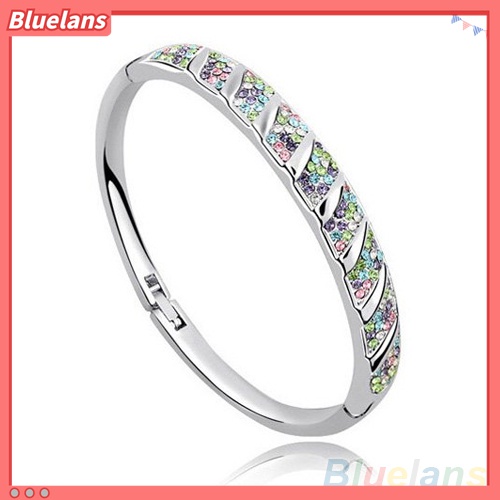 Bluelans Gelang Bangle Slim Hias Berlian Imitasi Untuk Wanita