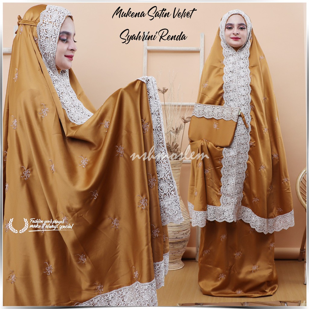 [𝓷𝓼𝓱] Mukena Dewasa Satin Velvet Bordir Syahrini Renda Milo(Banyak Warna)