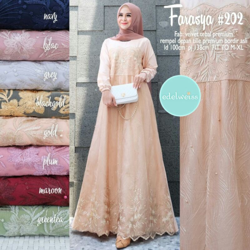 EDELWEISS Farasya #202 Dress brokat bridal tile murah cantik terbaru fashion muslim modern kekinian