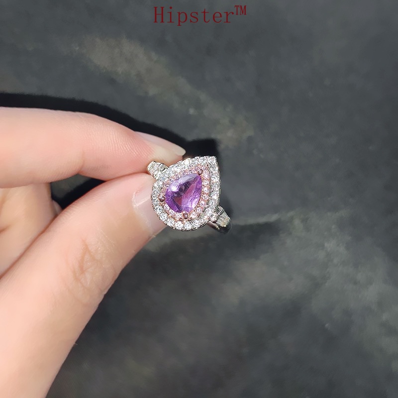 New Luxury Ring Natural Amethyst Open Women