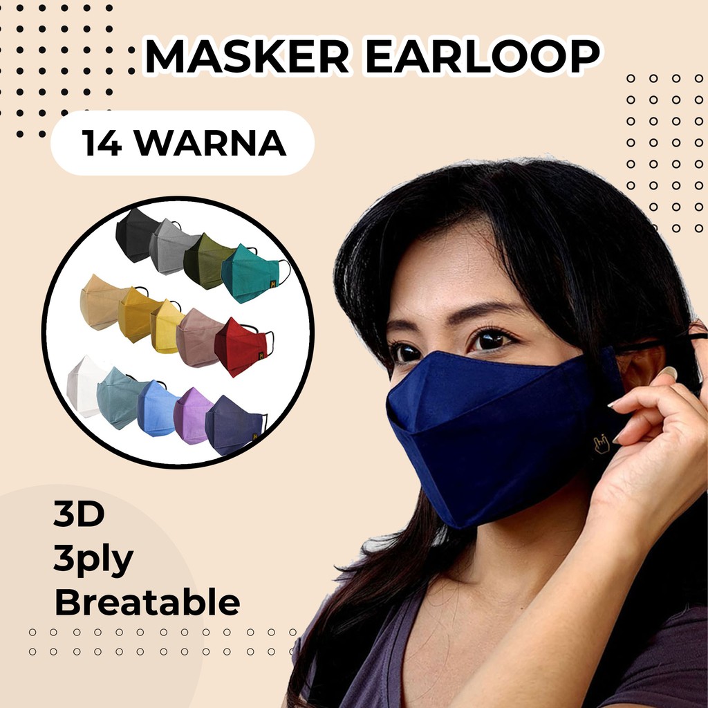Masker Kain Earloop 3ply 3D Model Duckbill Evo N95 Warna Polos Pastel