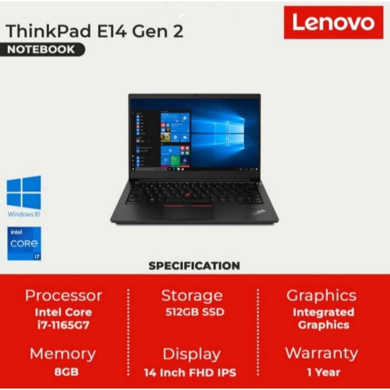 Lenovo ThinkPad E14 | i7-1165G7 8GB SSD Win 10 - RAM 8GB