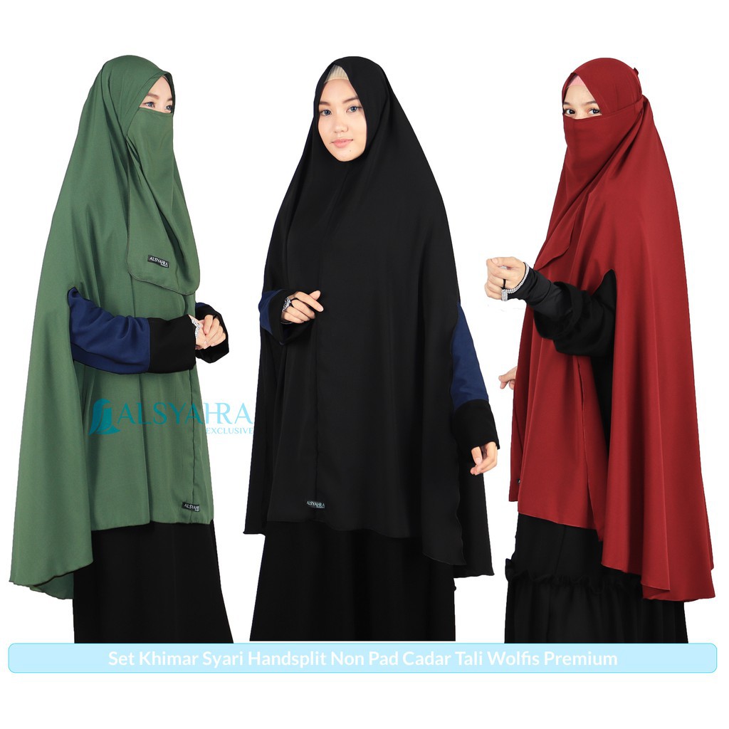 SET KHIMAR SYARI HANDSPLIT NIQAB CADAR BANDANA LUXURY WOLFIS / KHIMAR HIJAB NIQAB HANDSPLIT WOLPEACH