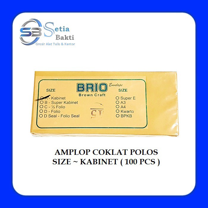

BRIO Amplop Coklat Kabinet Polos 1 Pak - 100 Lembar
