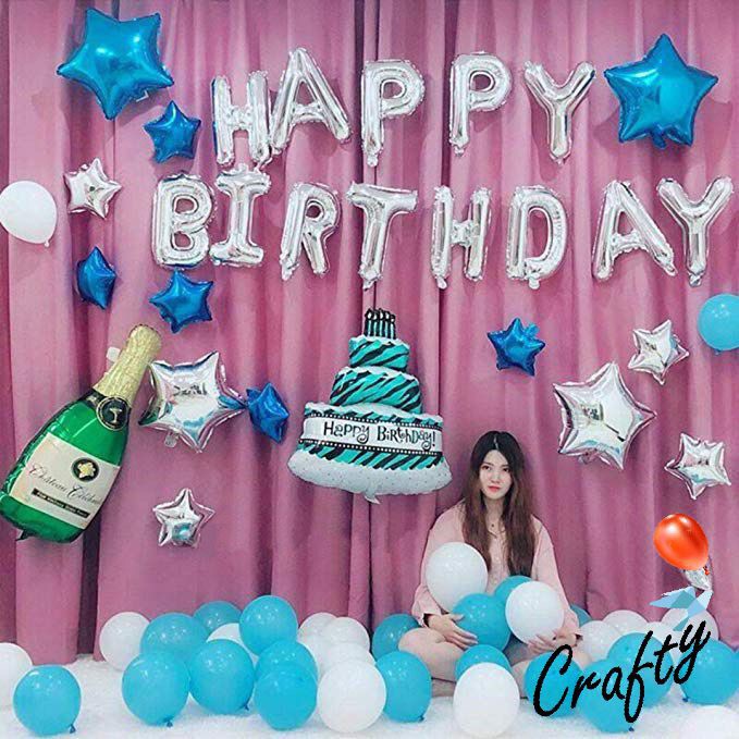 [PAKET] BIRTHDAY Set BLUE TART CHAMPAGNE Dekorasi Backdrop Ulangtahun