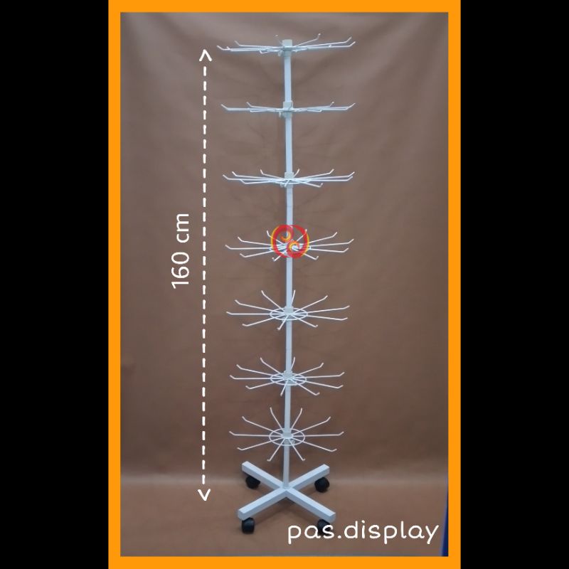 Gantungan display aksesoris rak putar matahari susun 7