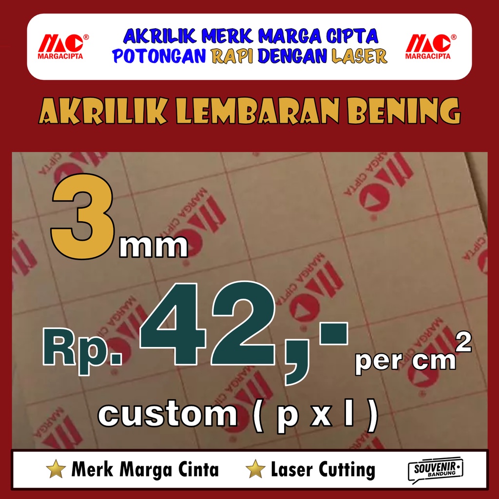 AKRILIK Lembaran CUSTOM / Akrilik bening/ Marga cipta/ Acrylic