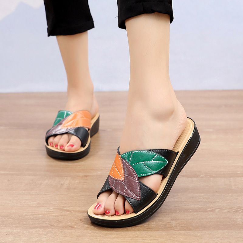Sandal Slop Karet Wanita Daun Silang import S2