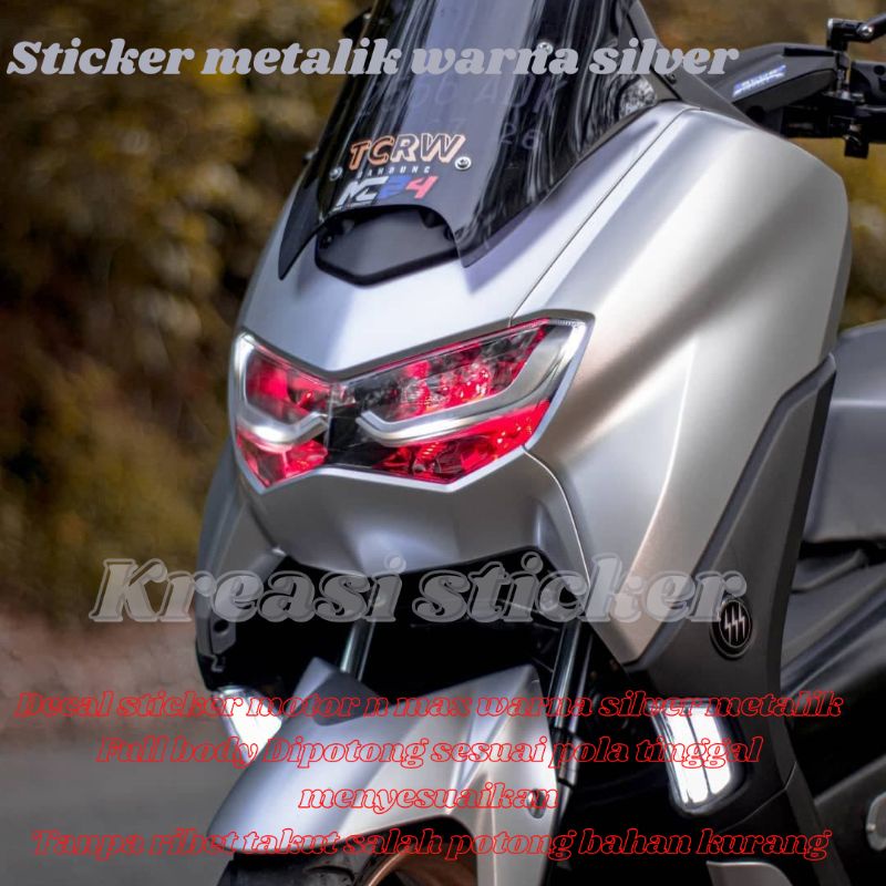 Decal Stiker Polos Nmax New/Old Warna Silver Metalic Full Body Cutting Sesuai Pola motor