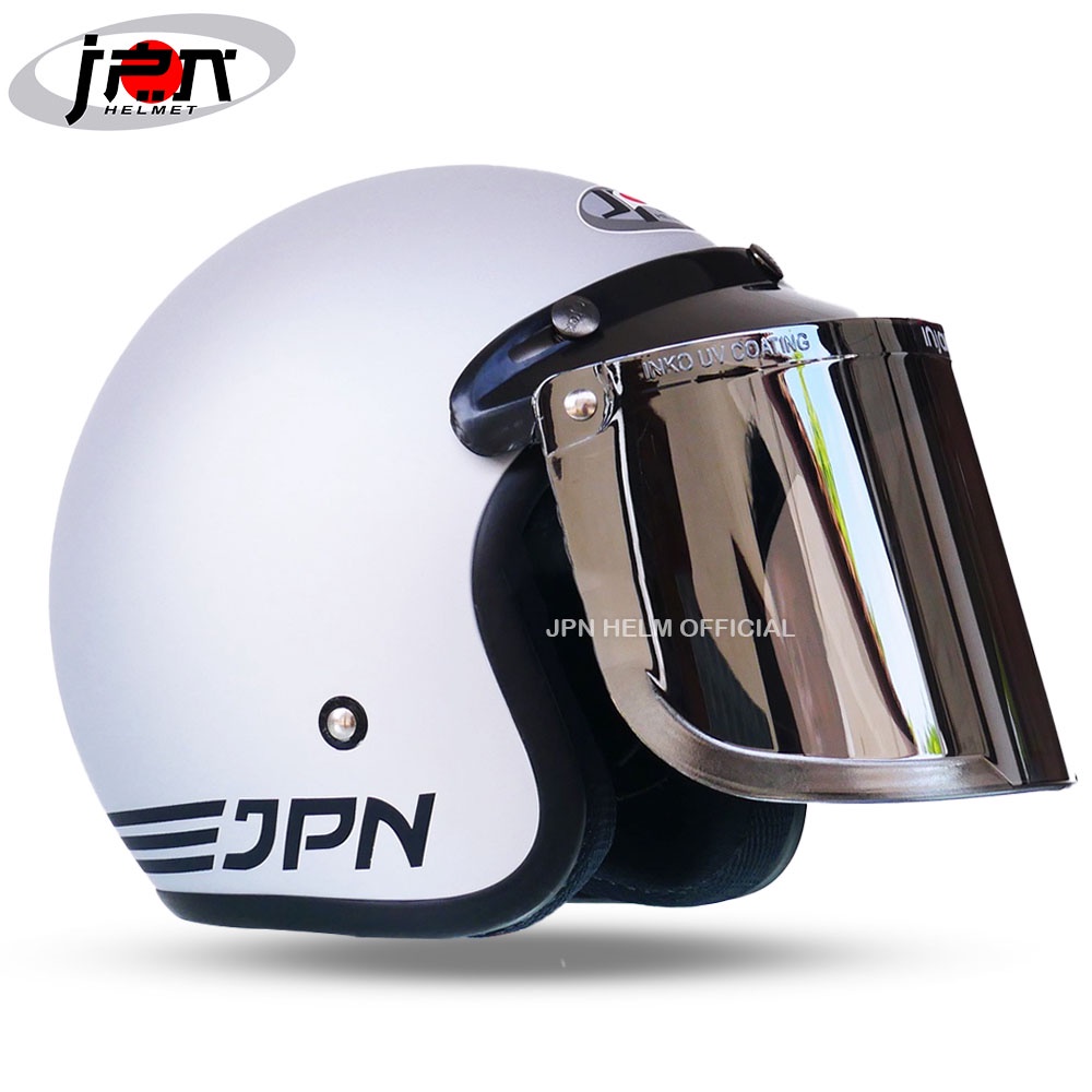 Helm JPN RETRO Silver Doff HELM JPN ORIGINAL Standart SNI