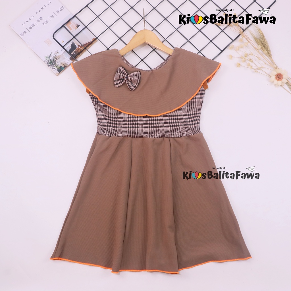 Dress Evelin uk 3-4 Tahun / Baju Anak Perempuan Atasan Model Dres Cewek Gaun Pesta Motif Polos Bunga