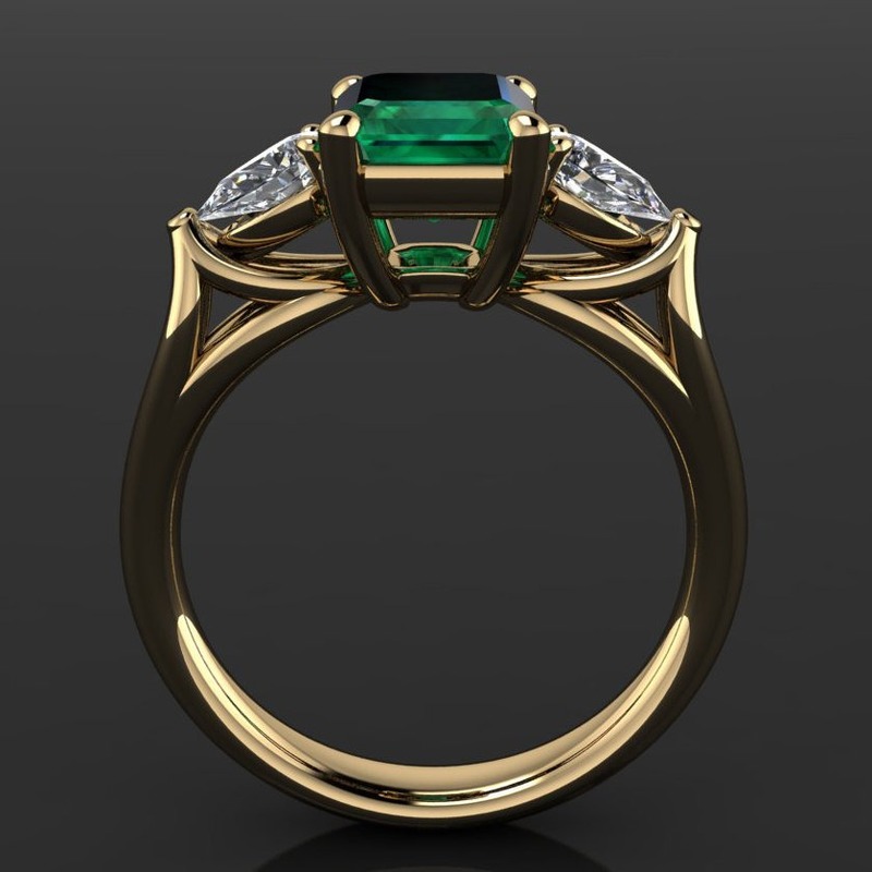 Baru 18K Emas Berlapis Green Square Crystal Cincin