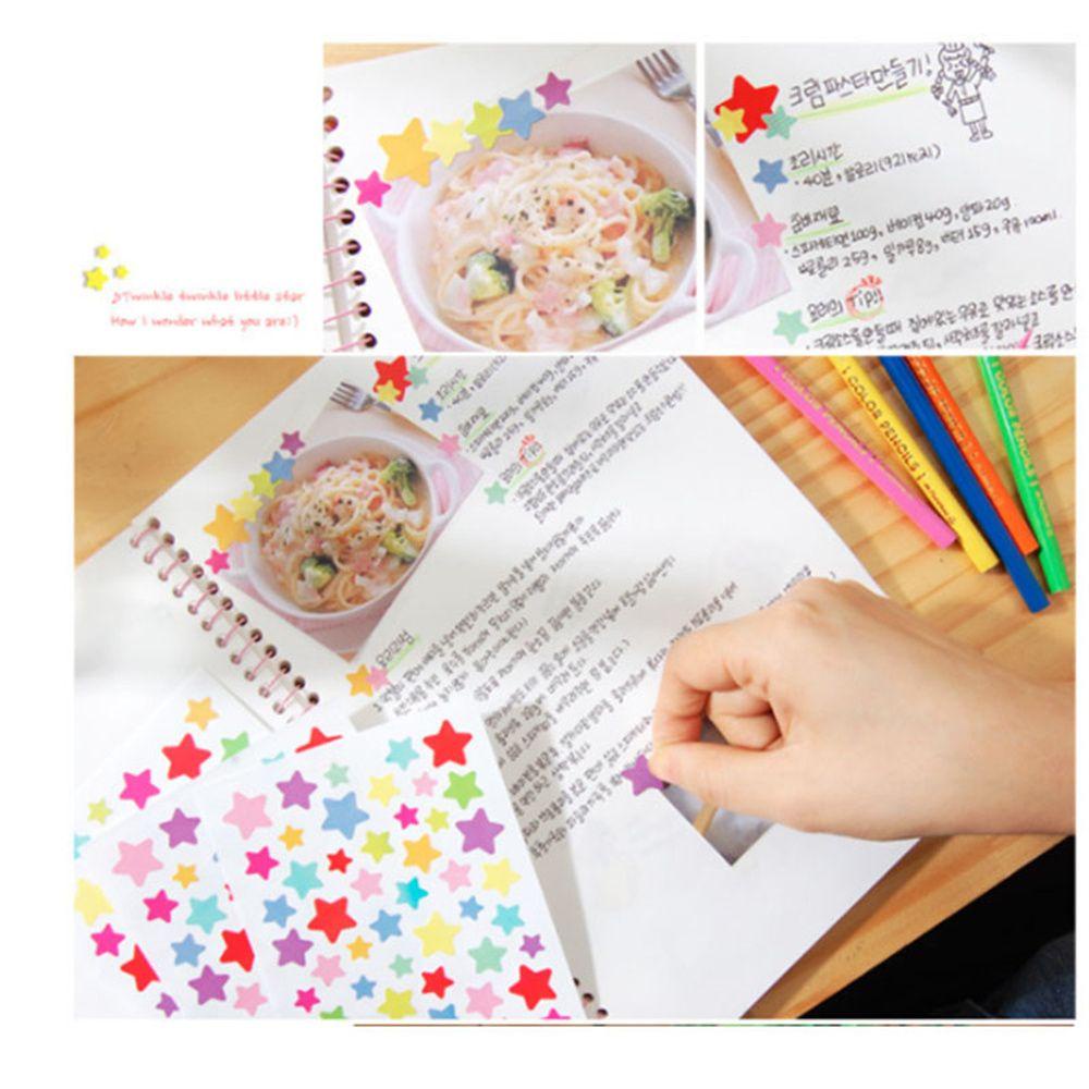 R-flower 6lembar Stiker Bintang Hati Dots Warna-Warni Untuk Dekorasi Buku Anak Sticker Rainbow