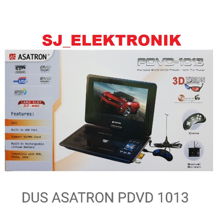 DVD PORTABLE 10inch ASATRON PDVD-1013 DVD TV USB FM RADIO