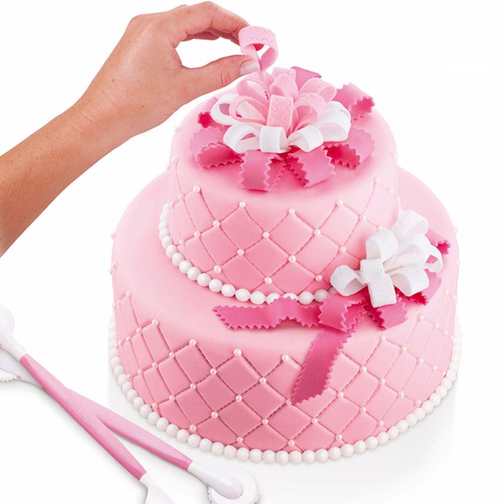 Suyo 4pcs Cetakan Pemotong Adonan Kue Fondant Desain Bunga Dengan 8 Pola