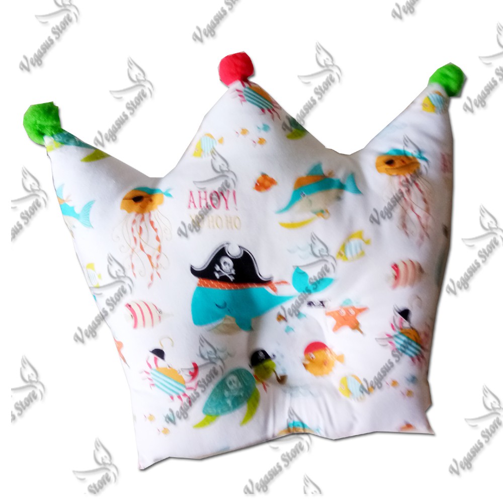 Bantal Bayi Anti Peyang Mahkota Crown Bahan katun - Vegasus Store(COD)