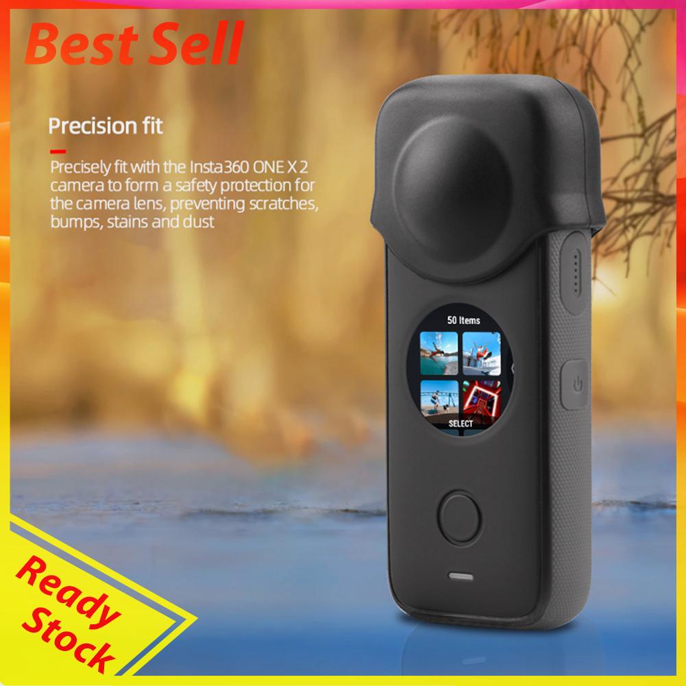 Cover Pelindung Lensa Bahan Silikon Anti Gores Untuk Insta360 ONE X2