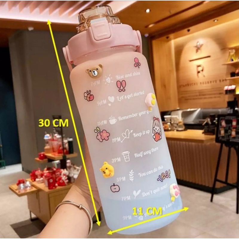 BOTOL MINUM GRADASI MOTIVASI TRITAN 2 LITER PLUS STIKER