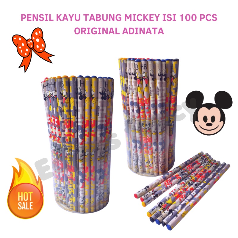 

Adinata Pensil kayu isi 100 pcs Pencil kayu 2B karakter Mickey grosir 1 Pak isi 100 pcs Adinata MK 100