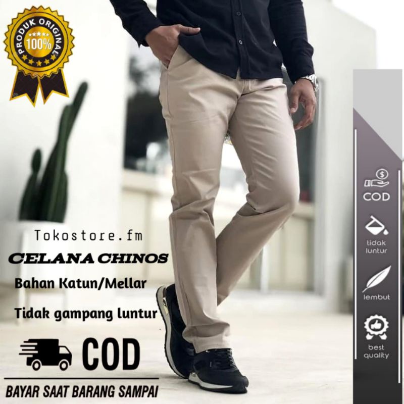 Celana Panjang Pria Chino Slimfit Merek Nevada Original Distro Berkualitas