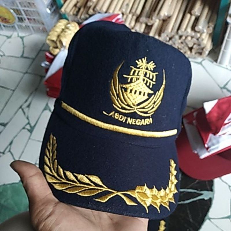 Topi korpri bahan laken bordir bijian