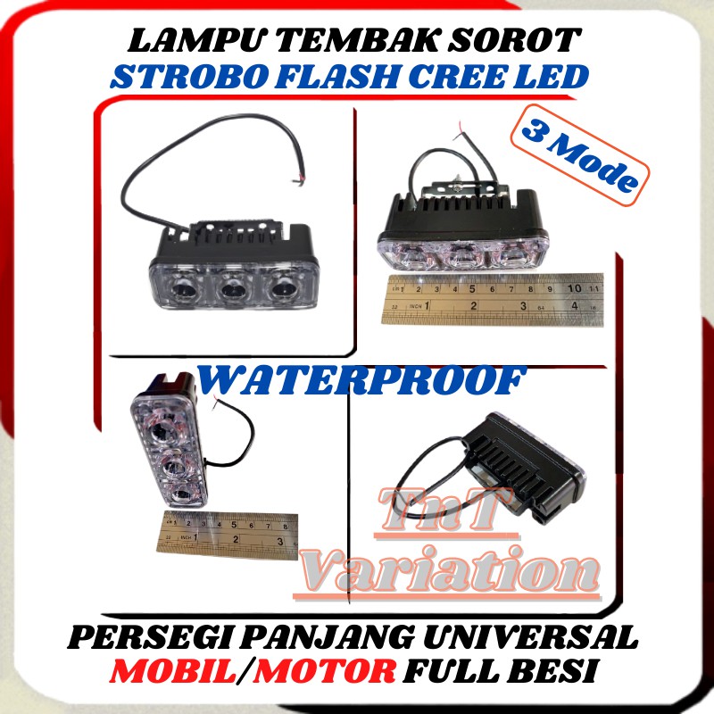 Lampu Tembak Led Sorot Mini Strobo Motor Mobil 12 Volt 3 Mode