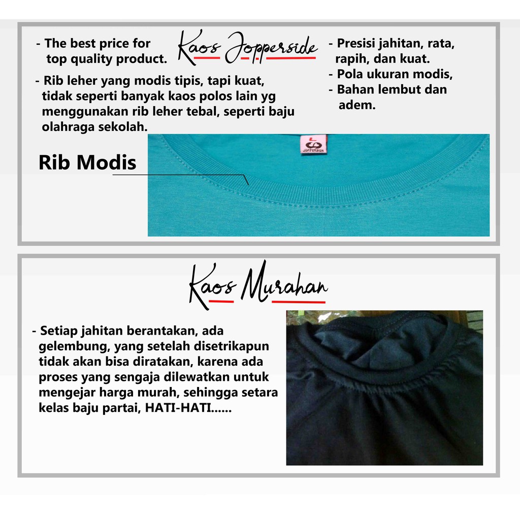 Jopperside baju kaos polos bahan katun combed premium pria tb1