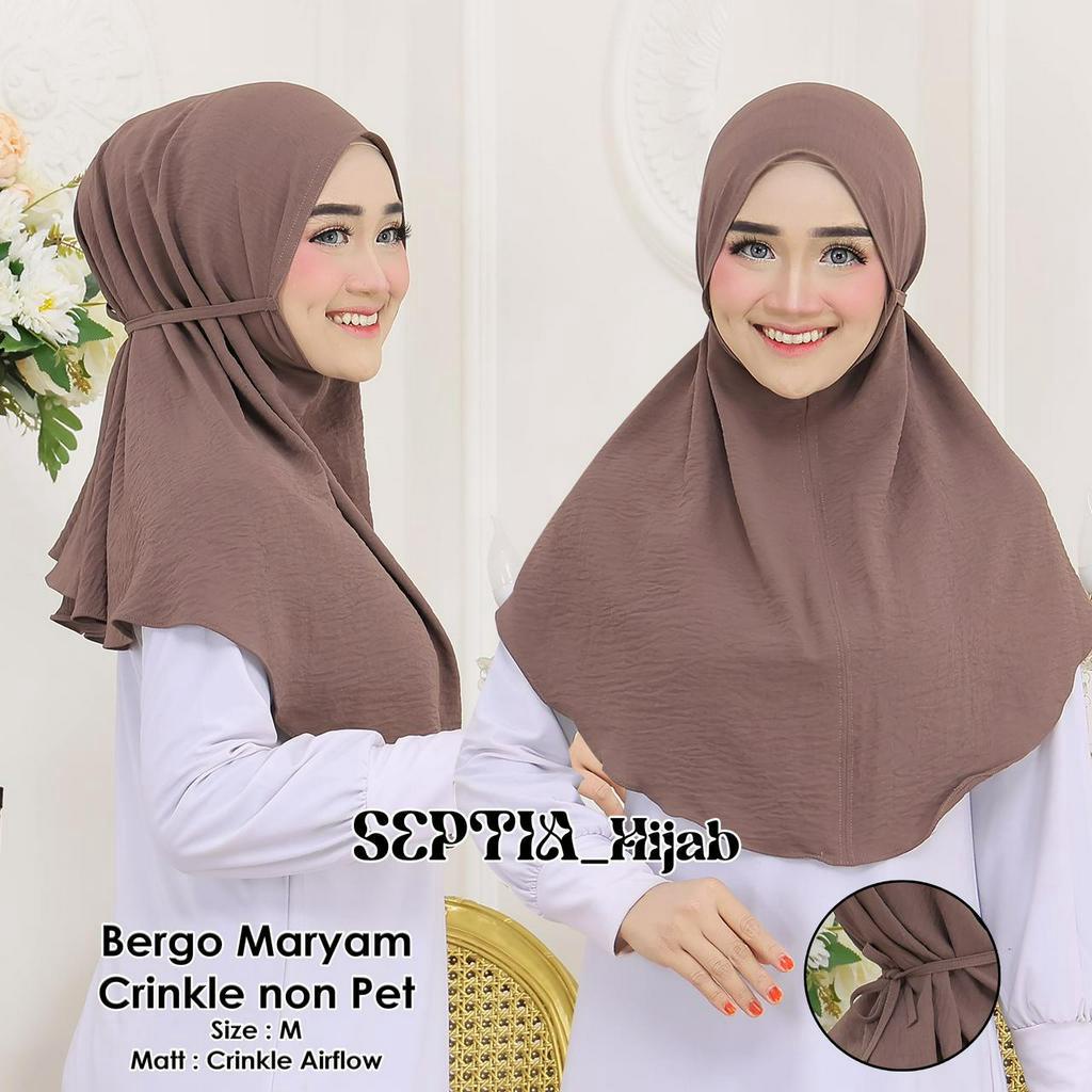 Jilbab Bergo Crinkle Airflow | Hijab Bergo Crinkle Premium | Khimar Crinkle | Kerudung Bergo Maryam 