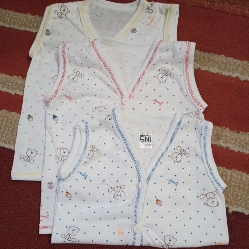 3PC Baju Bayi Newborn Meyga lengan Kutung SNI