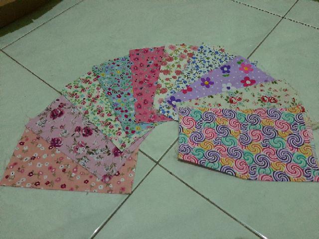 Kain Perca Katun Ukuran 25x20cm (paket) 1 Paket = 10 Lembar Kain