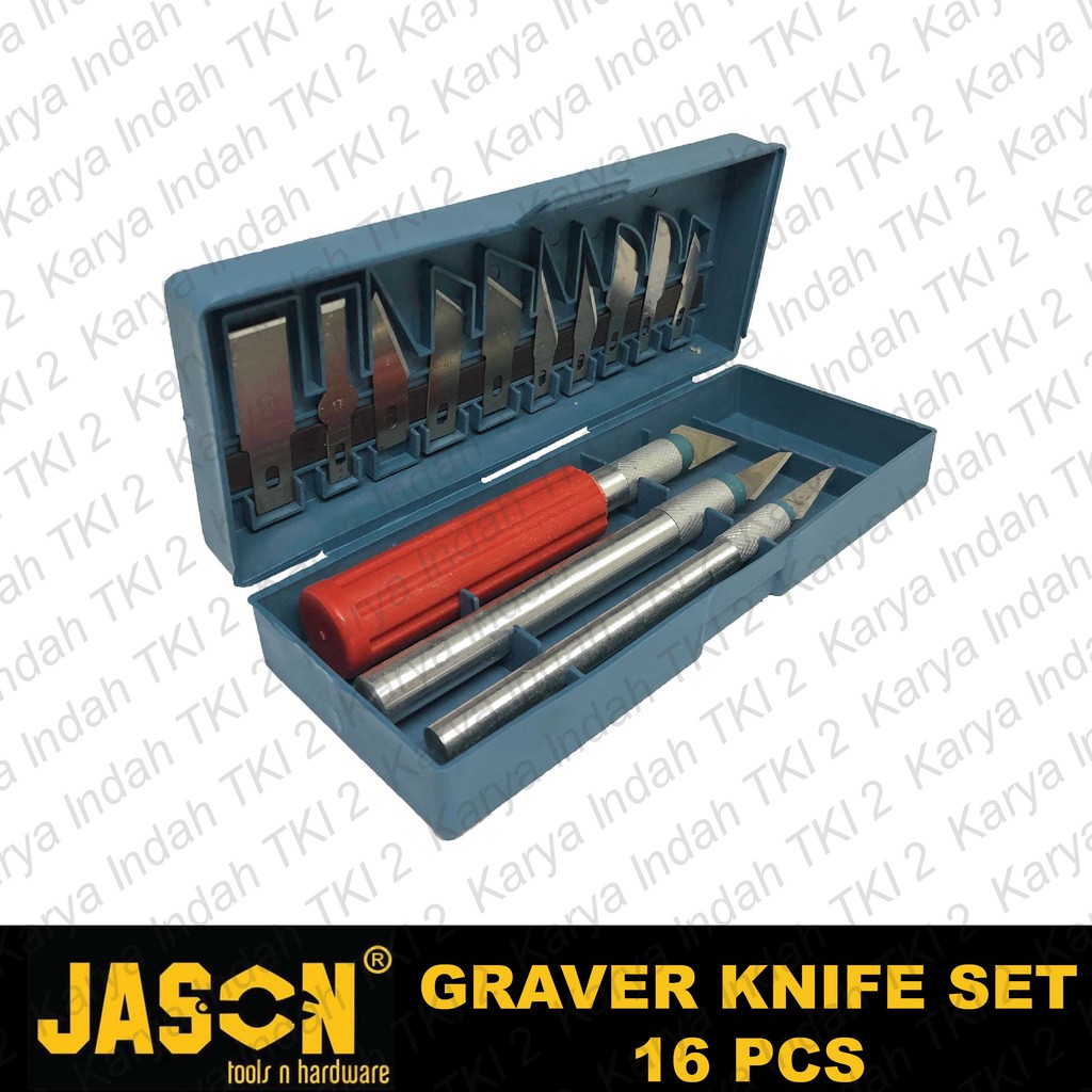 

Graver Knife Set 16 Pcs JASON Pisau Ukir Set Kulit Dompet Cutter Hobby Art Knife