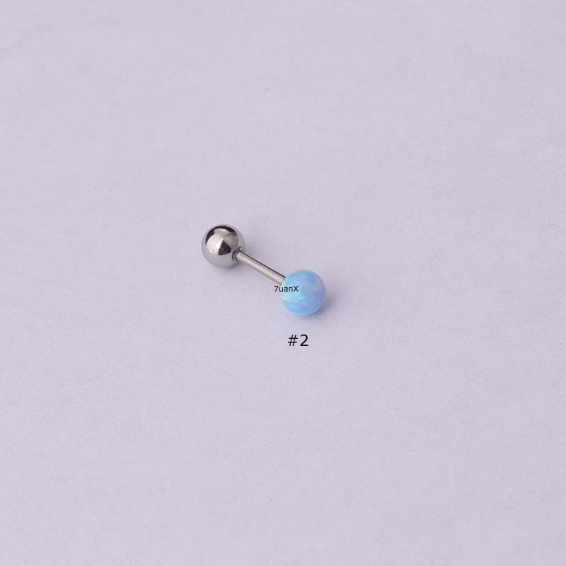 1 Piece Opal Top Screw Piercing for Helix Cartilage Rook Earrings Stainless Steel 20Gauge