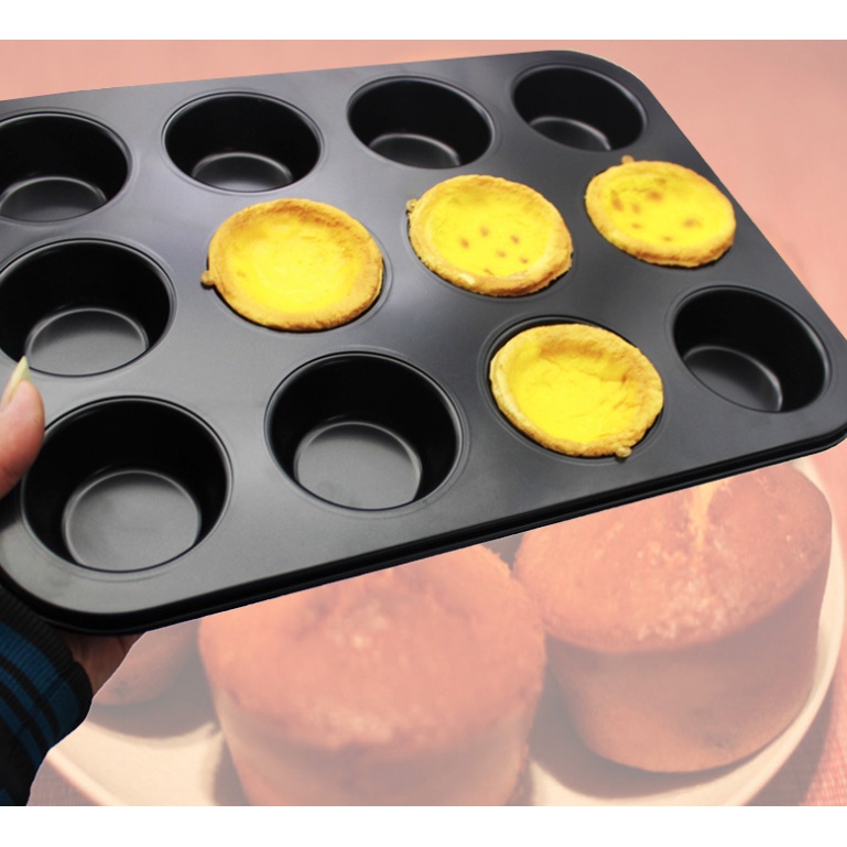 Premium Tray Loyang Muffin Cupcake Anti Lengket High Carbon Steel 6 atau 12 Cetakan