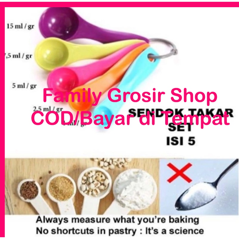 Sendok takar / measuring spoon (1 set 5 sendok) Ukuran Timbul, Alat Baking