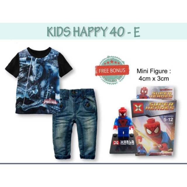 Happy Kids 40D Setelan jeans anak laki-laki motif Spiderman sz 2thn