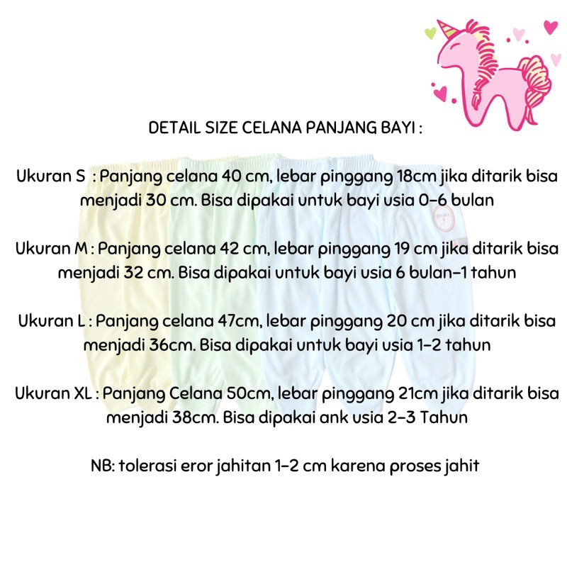 Celana Panjang Bayi Baby Newborn Polos Warna Murah / Piyama Bayi Legging Bayi Newborn S M L