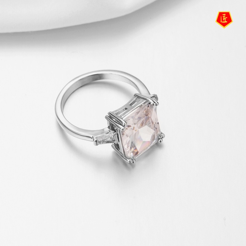 [Ready Stock]Exaggerated Square Diamond Ring Simple Fashion