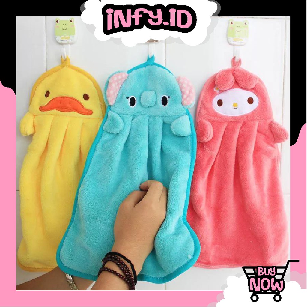 INFY - LAP TANGAN HANDUK KARAKTER BINATANG LUCU HAND TOWEL GANTUNG DAPUR IMPORT MURAH R013