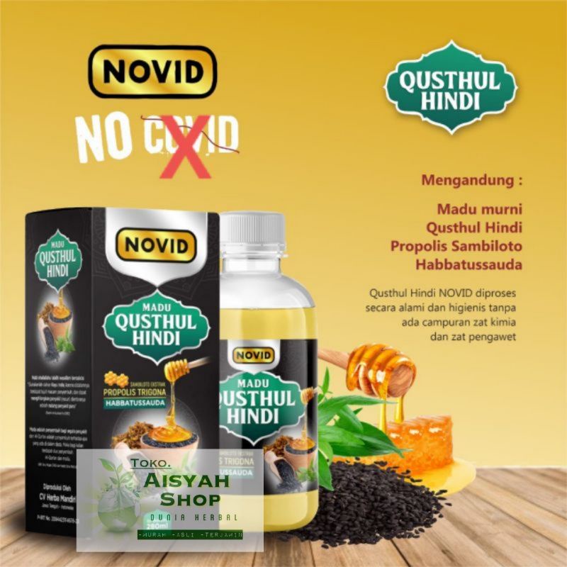 NOVID MADU QUSTHUL HINDI ORIGINAL MENGATASI RADANG PARU, SESAK NAFAS, ASMA BROKHITIS FLU COVID