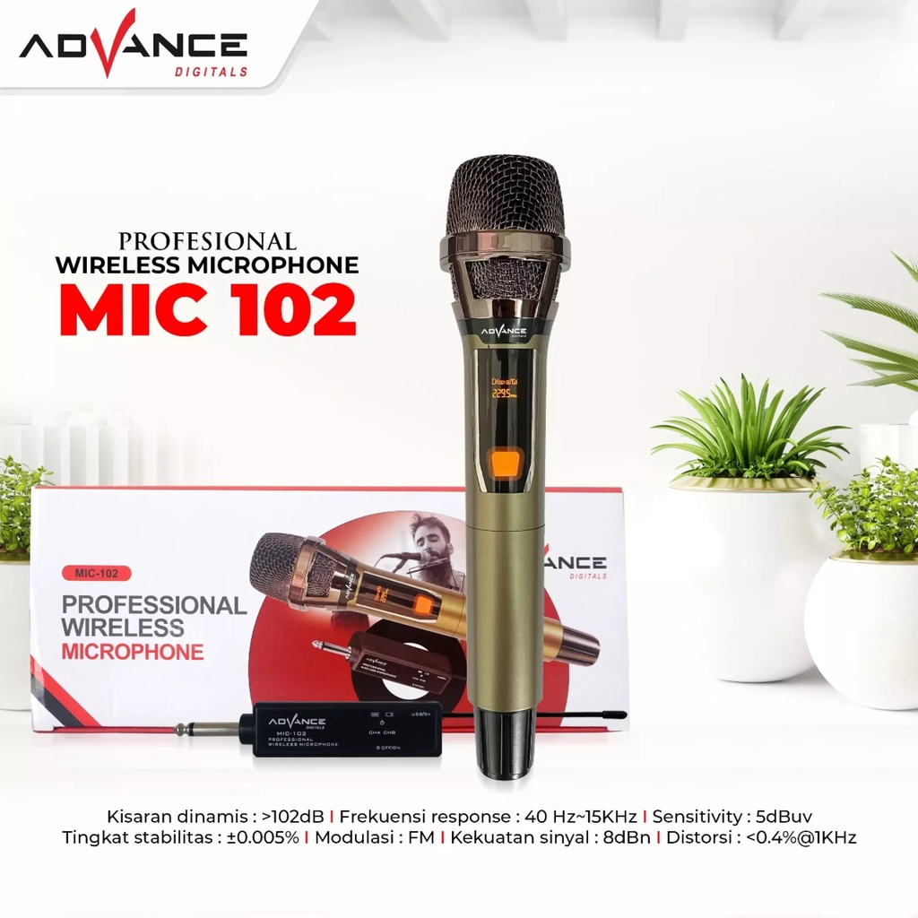 Mic Karaoke ADVANCE MIC 102 PROFESSIONAL WIRELESS ADVANCE MIC 102 Original 100% ORIGINAL GRATIS ONGK
