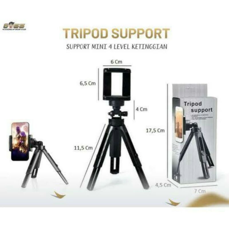 Tripod Support Mini + Holder U / Extendable braket Satoo penyangga hp kecil stabilizer kamera camera