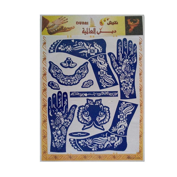 Hena Tangan Golecha Marun 2 Cone &amp; Cetakan Stiker Hena 1 pcs