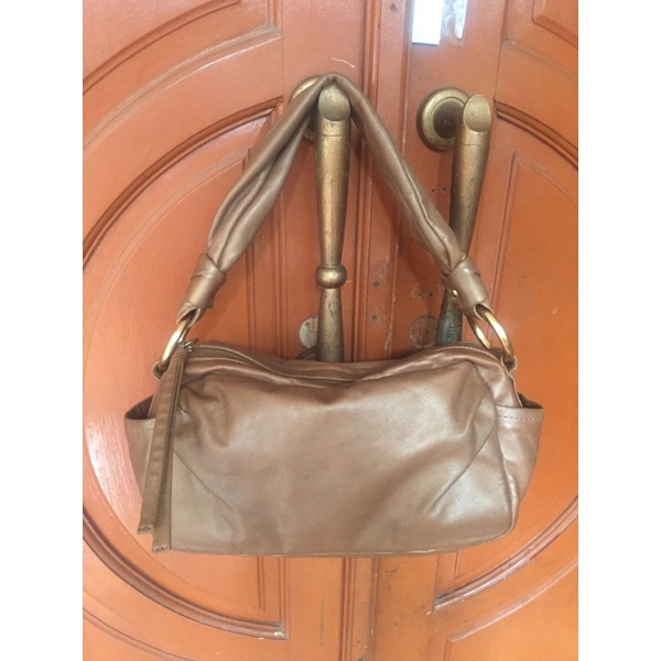 Preloved tas ketek/shoulder/hobo Coach metallic brown leather buat kk