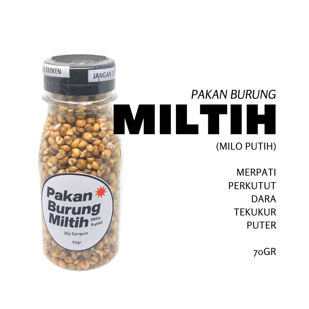 Pakan Burung Miltih (Milo Putih) - Biji Sorgum 70gr - Merpati, Perkutut, Dara, Tekukur, Puter dll.